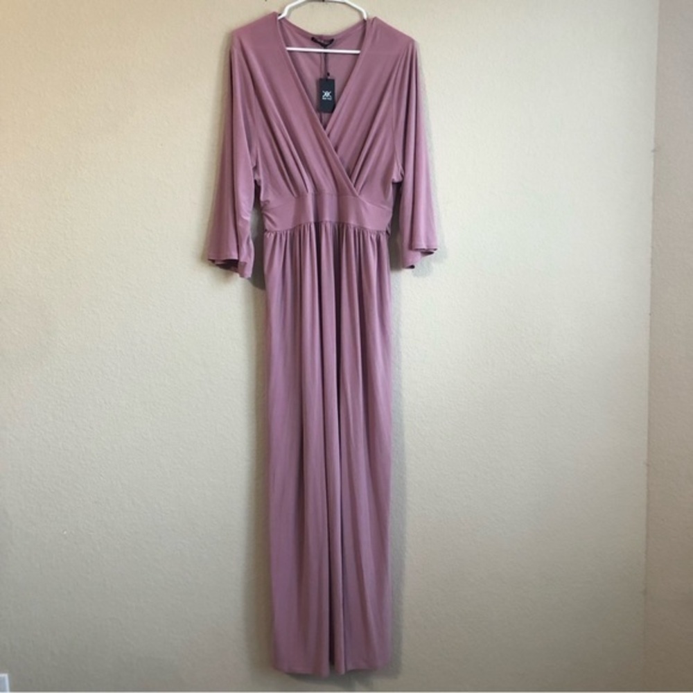 Koh Koh Dress Dusty Pink Wide Sleeve Kimono Style Trendy Plus Size Maxi NWT